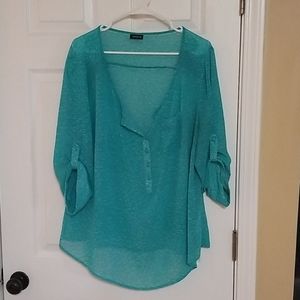 Torrid light teal bird printed Georgette Harper